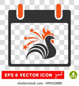 Vector Sparkle Rooster Calendar Day EPS vector icon. Illustration style is flat iconic bicolor orange and gray symbol on a transparent background.