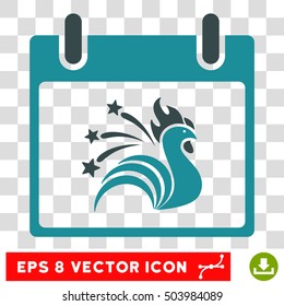 Vector Sparkle Rooster Calendar Day EPS vector pictograph. Illustration style is flat iconic bicolor soft blue symbol on a transparent background.