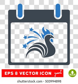 Vector Sparkle Rooster Calendar Day EPS vector icon. Illustration style is flat iconic bicolor smooth blue symbol on a transparent background.