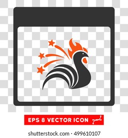 Vector Sparkle Rooster Calendar Page EPS vector pictograph. Illustration style is flat iconic bicolor orange and gray symbol on a transparent background.