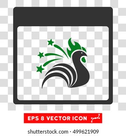 Vector Sparkle Rooster Calendar Page EPS vector pictograph. Illustration style is flat iconic bicolor green and gray symbol on a transparent background.