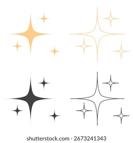 Conjunto De Contornos E Estrelas De Brilho Vetorial