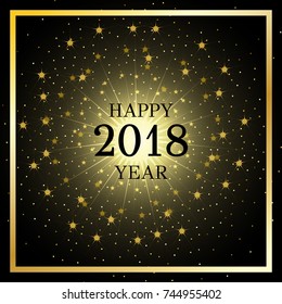 Vector sparkler background. Happy 2018 year. Greeting card with Bengal light.