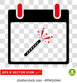 Vector Sparkler Firecracker Calendar Day EPS vector pictograph. Illustration style is flat iconic bicolor intensive red and black symbol on a transparent background.