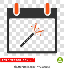 Vector Sparkler Firecracker Calendar Day EPS vector pictograph. Illustration style is flat iconic bicolor orange and gray symbol on a transparent background.