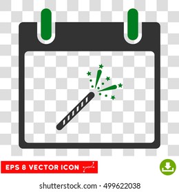 Vector Sparkler Firecracker Calendar Day EPS vector icon. Illustration style is flat iconic bicolor green and gray symbol on a transparent background.