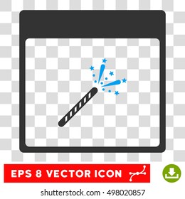 Vector Sparkler Firecracker Calendar Page EPS vector icon. Illustration style is flat iconic bicolor blue and gray symbol on a transparent background.