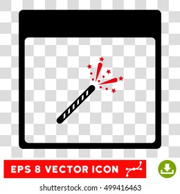 Vector Sparkler Firecracker Calendar Page EPS vector icon. Illustration style is flat iconic bicolor intensive red and black symbol on a transparent background.