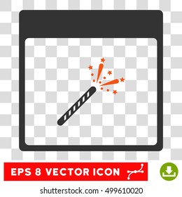Vector Sparkler Firecracker Calendar Page EPS vector pictogram. Illustration style is flat iconic bicolor orange and gray symbol on a transparent background.
