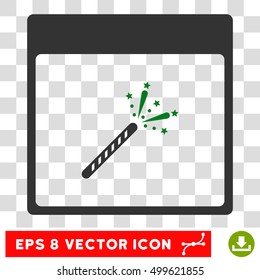 Vector Sparkler Firecracker Calendar Page EPS vector pictograph. Illustration style is flat iconic bicolor green and gray symbol on a transparent background.
