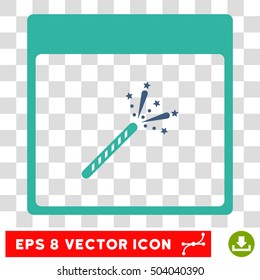 Vector Sparkler Firecracker Calendar Page EPS vector pictograph. Illustration style is flat iconic bicolor cobalt and cyan symbol on a transparent background.
