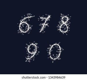 Vector sparkler numbers font 67890 digits for birthday and new year