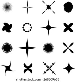 vector sparkles black symbols set isolated on white