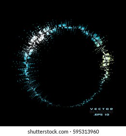 Vector sparkles circle frame. Blue Frame Vector Illustration.
