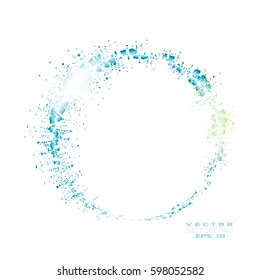 Vector sparkles circle frame. Blue Frame Vector Illustration isolated on white background.