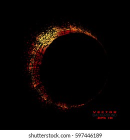 Vector sparkles circle frame. Red Frame Vector Illustration. Fire vector frame.