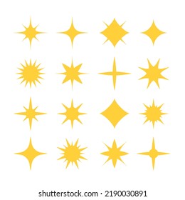 Vector sparkles. Different yellow sparkle icons set