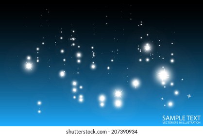 Vector sparkles falling on blue background abstract illustration -  Vector glittering stars on blue  background