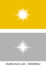 Vector sparkles glossy symbol on the gold and silver background - star glitter, stellar flare, reflection