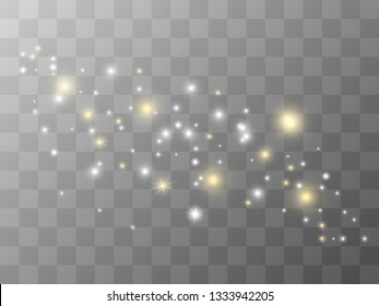 Vector sparkles on transparent background. Christmas abstract pattern. Sparkling magic dust particles. White sparks glitter special light effect. 