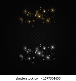  Vector sparkles on a transparent background. Christmas light effect. Sparkling magical dust particles.The dust sparks and golden stars shine with special light.