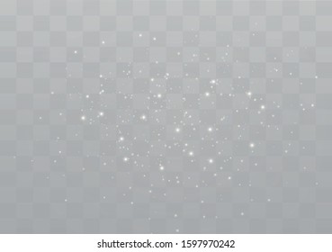 Vector sparkles on a transparent background. The dust sparks and golden stars shine with special light.  Christmas light effect. Sparkling magical dust particles.