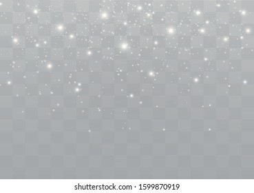 Vector sparkles on a transparent background. The dust sparks and golden stars shine with special light.  Christmas light effect. Sparkling magical dust particles.