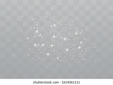 Vector sparkles on a transparent background. The dust sparks and golden stars shine with special light.  Christmas light effect. Sparkling magical dust particles.