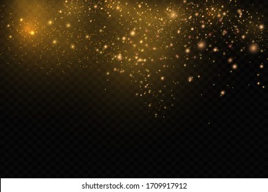 Vector sparkles on transparent background. Christmas abstract pattern. Sparkling magic dust particles