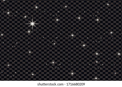  El vector brilla sobre fondo transparente. Partículas mágicas mágicas de polvo