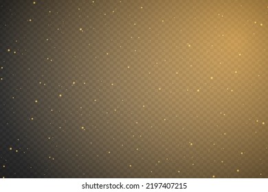 Vector sparkles on transparent background. Christmas abstract pattern. Sparkling magic dust particles