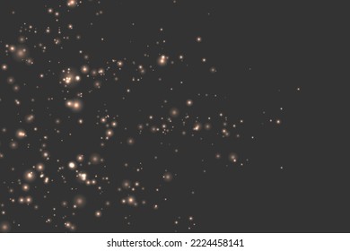 El vector brilla sobre un fondo transparente. Polvo de oro. Las chispas amarillas brillan por su efecto luminoso. 
