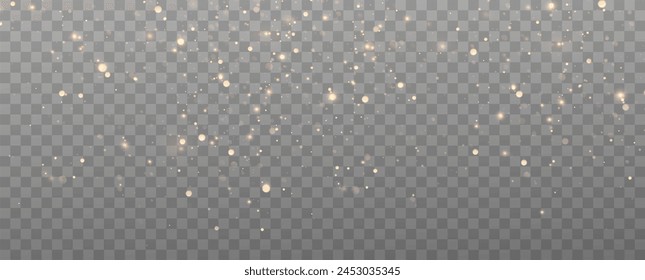 Vector sparkles on a transparent background. Christmas light effect. Sparkling magical dust particles.The dust sparks and golden stars shine with special light	