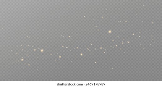 Vector sparkles on a transparent background. Christmas light effect. Sparkling magical dust particles.The dust sparks and golden stars shine with special light.	