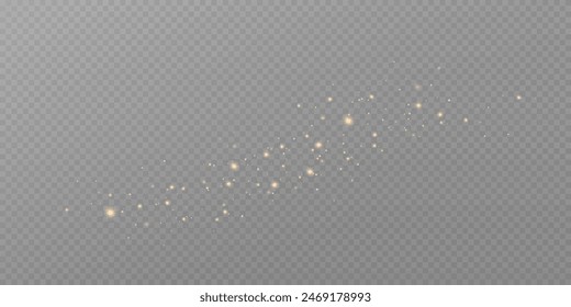 Vector sparkles on a transparent background. Christmas light effect. Sparkling magical dust particles.The dust sparks and golden stars shine with special light.	