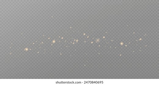 Vector sparkles on a transparent background. Christmas light effect. Sparkling magical dust particles.The dust sparks and golden stars shine with special light.	