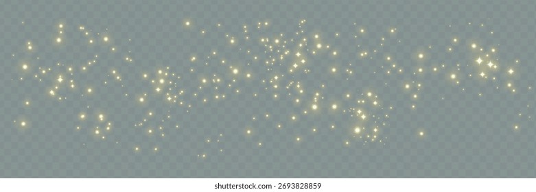 Vektor funkelt auf transparentem Hintergrund. Weihnachtsbeleuchtung. Zauberhafter Staub .Die Staubfunken und goldenen Sterne leuchten mit speziellem Licht