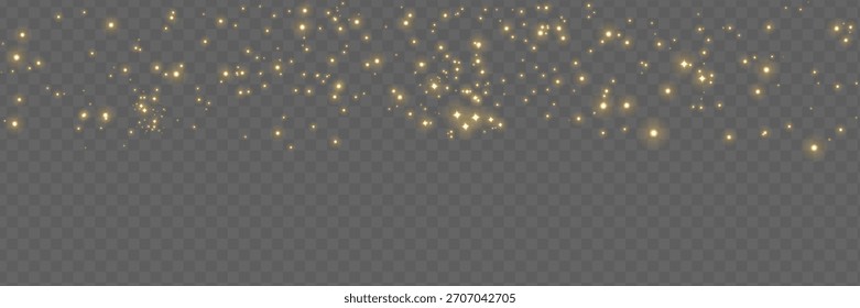 Vector sparkles on a transparent background. Christmas light effect. Sparkling magical dust .The dust sparks and golden stars shine with special light