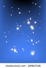 Vector sparkles over blue background illustration - Abstract blue sparkling background illustration