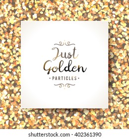 vector sparkles seamless pattern, texture of golden particles and white frame