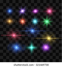 Espuelas vectoriales, ráfagas de estrellas y efectos. Vector eps10.