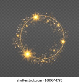 El vector brilla y las estrellas sobre fondo transparente. Provoca un efecto luminoso especial. Deslumbrar con efecto luminoso.El sol brilla con rayos y foco.
