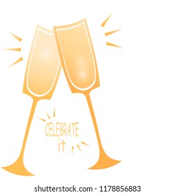 Vector sparkling clinking glasses design graphics for cards greetings, congratulations and scrapbooking 