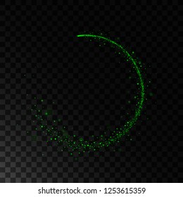 Vector sparkling comet, stardust trail. Isolated in black transparent background. Vector illustration, eps 10.