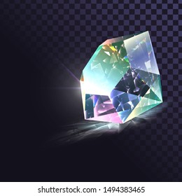 Vector sparkling diamond, gem, shiny crystal