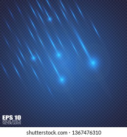 Vector sparkling falling star. Stardust trail. 