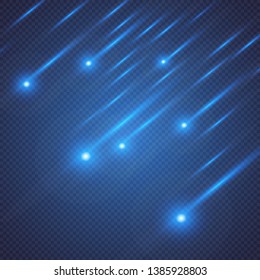 Vector sparkling falling star. Stardust trail.