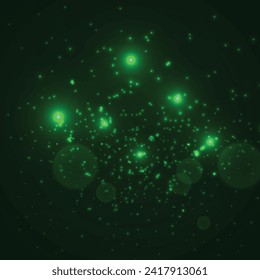 Vector sparkling green shiny bokeh background design.