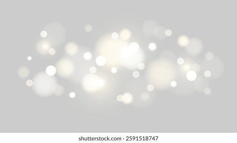 Vector sparkling light particles. Glowing bokeh light effect design. Glitter confetti overlay texture