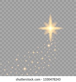 Vector sparkling magical dust particles. Starburst with sparkles, shining sun, bright flash. Bright star explodes on transparent background.  